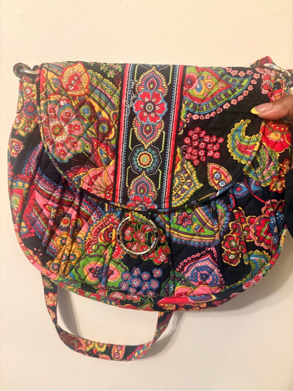 Vera Bradley Black Multicolor Quilted Paisley Crossbody